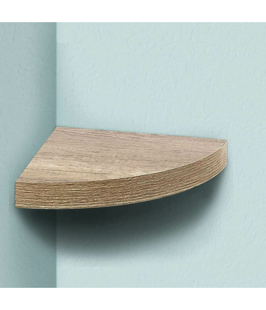 Mensola Parete Angolare Scaffale Ripiano Ad Angolo In Legno Mdf Rovere 24 X 4 Cm         