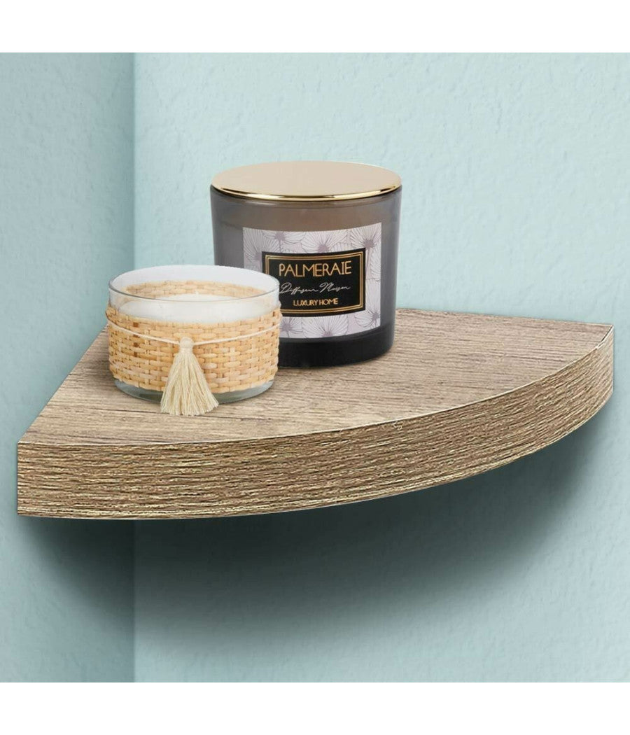 Mensola Parete Angolare Scaffale Ripiano Ad Angolo In Legno Mdf Rovere 24 X 4 Cm         