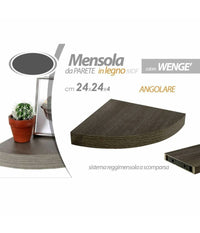 Mensola Parete Angolare Scaffale Ripiano Ad Angolo In Legno Mdf Wenghe 24 X 4 Cm         