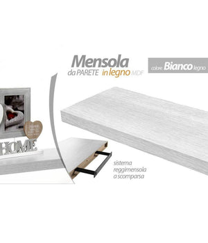 Mensola Parete Legno Reggimensola Scomparsa Bianco 40x25x4cm Kit Montaggio 790775         