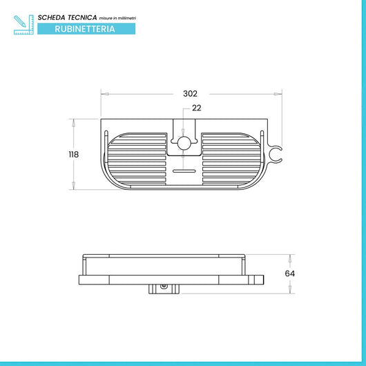 Mensola per colonna doccia universale in ABS cromo con fermo oggetti