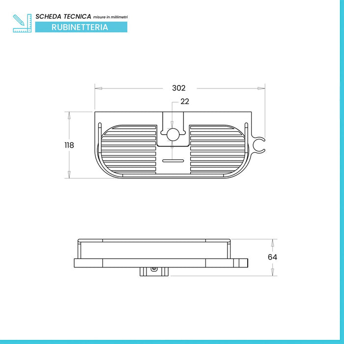 Mensola per colonna doccia universale in ABS cromo con fermo oggetti
