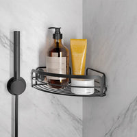 Mensola per doccia angolare Origin Lava con ripiano in acciaio nero