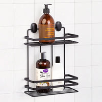 Mensola per doccia nero opaco con 2 ripiani e fissaggi inclusi