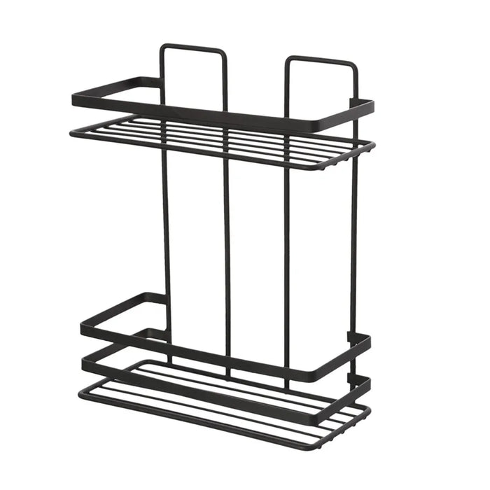 Mensola per doccia nero opaco con 2 ripiani e fissaggi inclusi