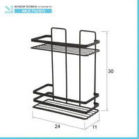Mensola per doccia nero opaco con 2 ripiani e fissaggi inclusi