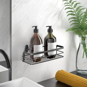 Mensola per doccia rettangolare con ripiano in acciaio nero opaco