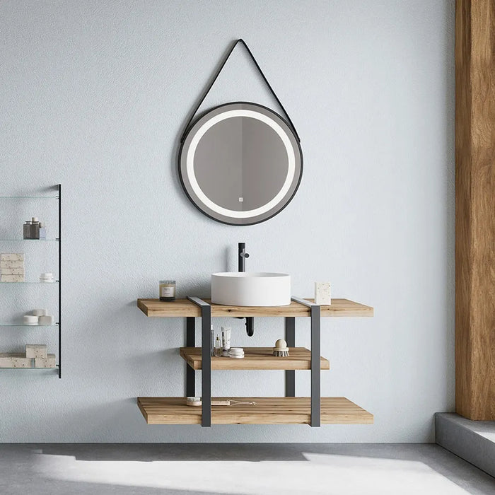 Mensola per lavabo dappoggio 100 cm in legno rovere naturale  Linea