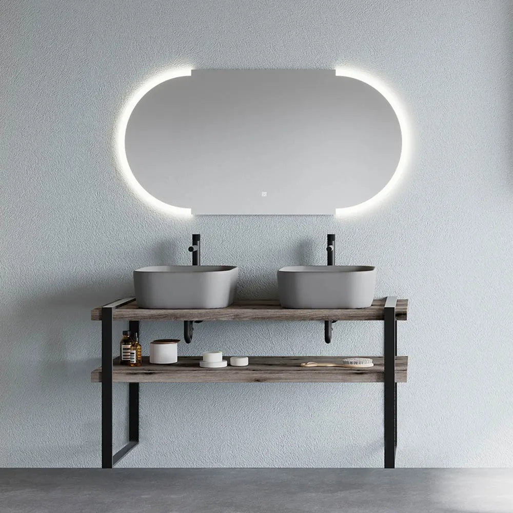 Mensola per lavabo dappoggio 120 cm in legno rovere fossile  Linea