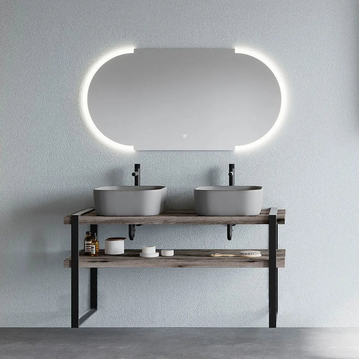 Mensola per lavabo dappoggio 120 cm in legno rovere fossile  Linea