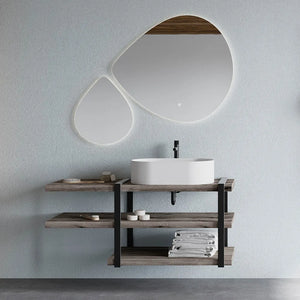 Mensola per lavabo dappoggio 120 cm in legno rovere fossile  Linea