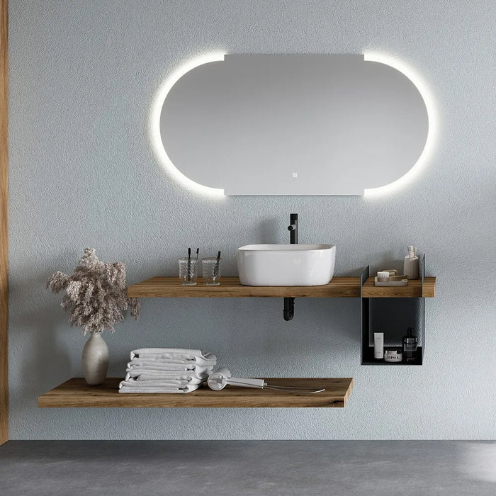 Mensola per lavabo dappoggio 120 cm in legno rovere naturale  Linea
