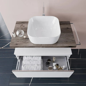 Mensola per lavabo dappoggio 80 cm in legno rovere fossile  Linea