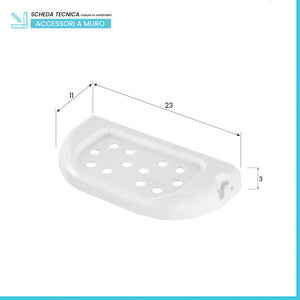 Mensola portasapone a muro 24 cm in ABS bianco  Gioia