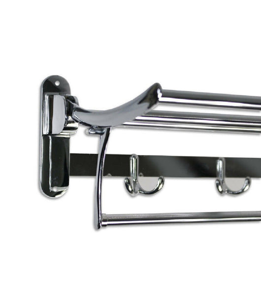 Mensola Portasciugamani Doppio Ripiano Bagno Ganci Accappatoio In Acciaio 52817         