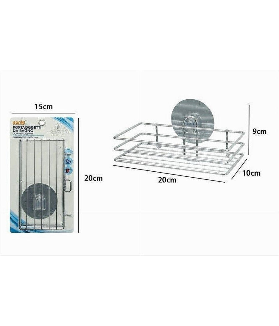 Mensola Rettangolare Porta Oggetti Da Bagno Montaggio Parete Con Biadesivo 79839         