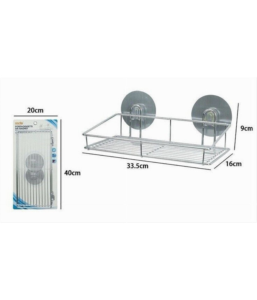 Mensola Rettangolare Portaoggetti Accessorio Bagno Montaggio Con Biadesivo 79844         