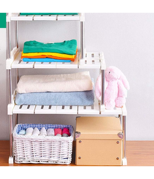 Mensola Sovrapponibile Salvaspazio Organizer Impilabile Armadio Mobili 65x24x30         