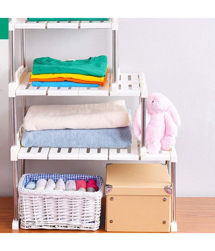 Mensola Sovrapponibile Salvaspazio Organizer Impilabile Armadio Mobili 65x24x30         