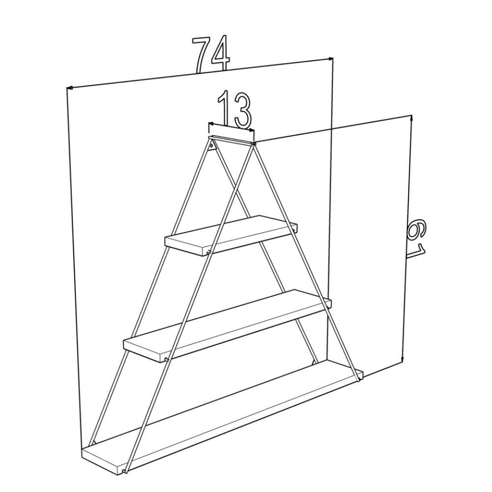 Mensola triangolare 3 ripiani Moset MT1910051 colore rovere