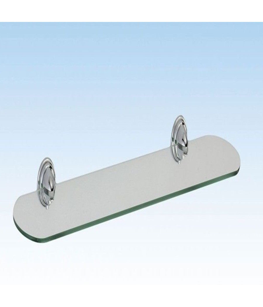 Mensola Vetro Bagno Acciaio Satinato Fissaggio A Parete Muro Ellittica         