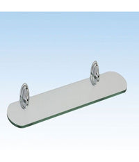 Mensola Vetro Bagno Acciaio Satinato Fissaggio A Parete Muro Ellittica         