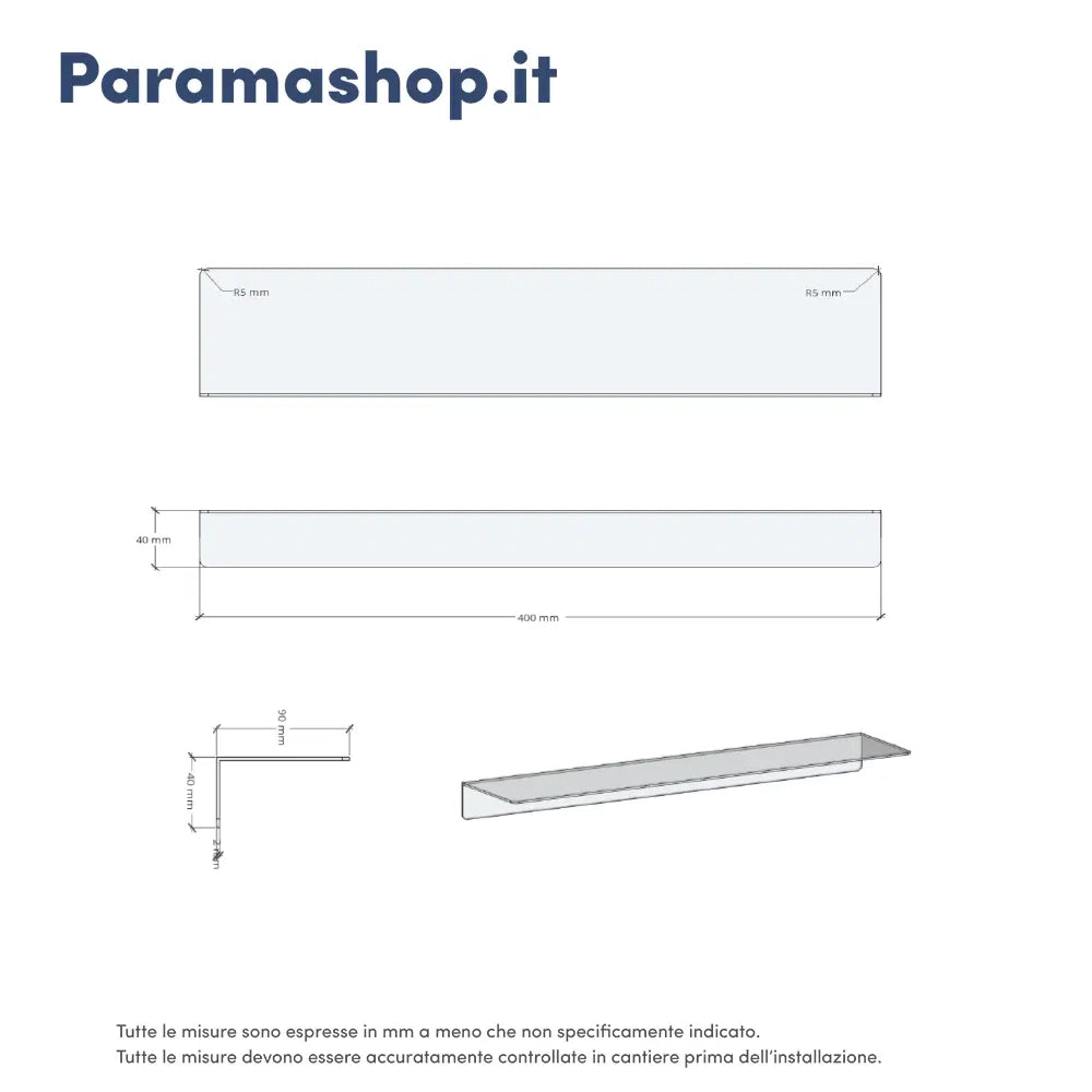 Mensola da bagno in alluminio bianco opaco 40 cm | Bergen