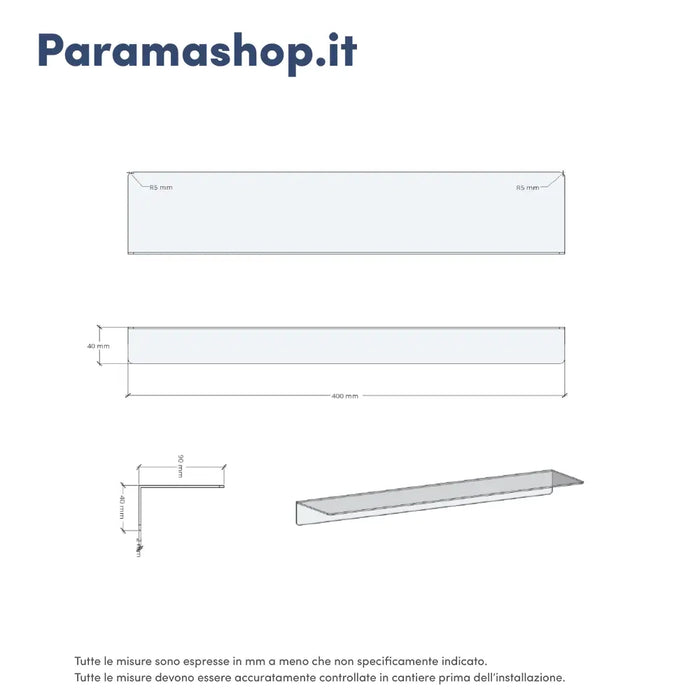 Mensola da bagno in alluminio bianco opaco 40 cm | Bergen