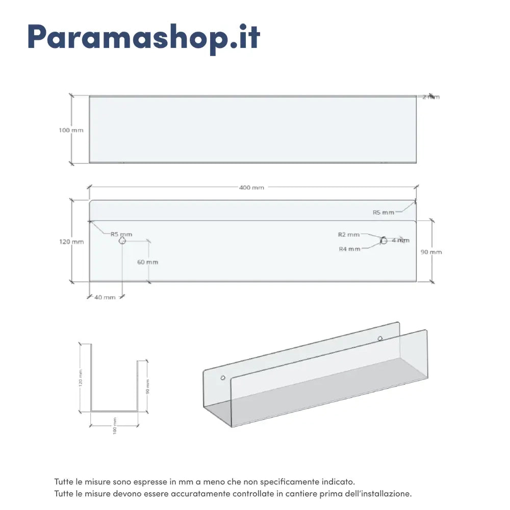Mensola da bagno in alluminio Grigio con finitura opaca, dimensioni 40 cm | Alta