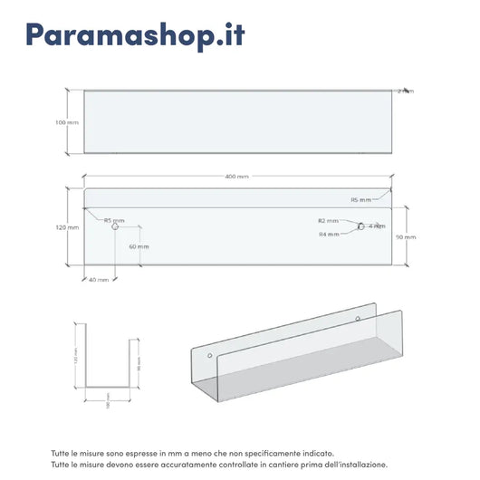 Mensola da bagno in alluminio Grigio con finitura opaca, dimensioni 40 cm | Alta