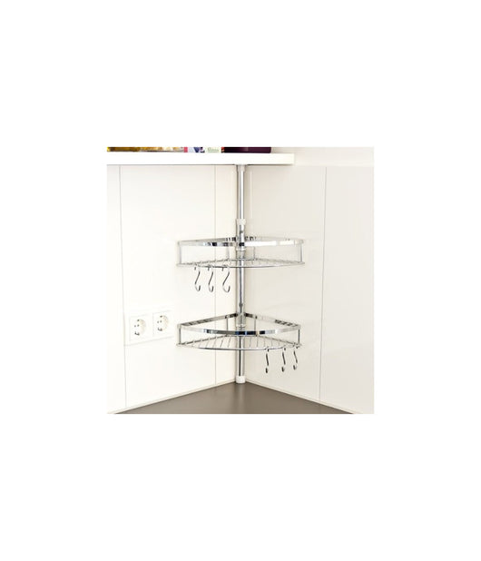 Trade Shop - Mensole Ad Angolo Alpina Cucina Con Barra Telescopica + 6 Ganci Mensola Scaffale -