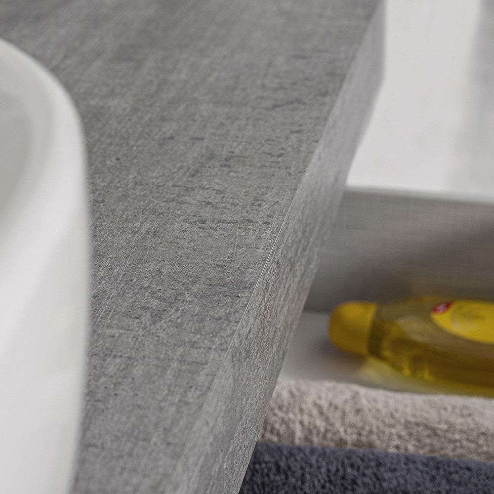 Mensolone Bagno Sospeso 120 cm Cemento completo di lavabo e specchio