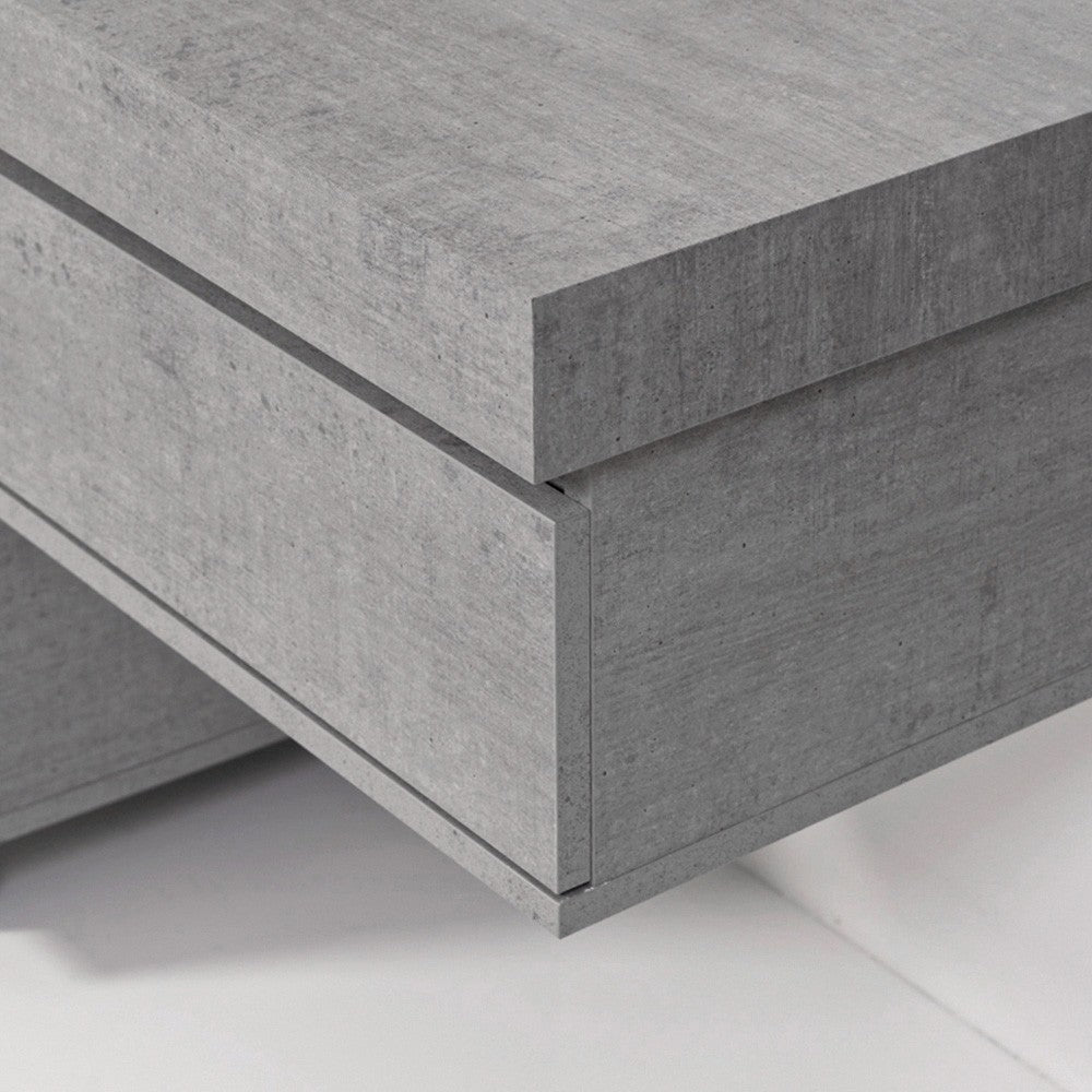 Mensolone Bagno Sospeso 120 cm Cemento completo di lavabo e specchio