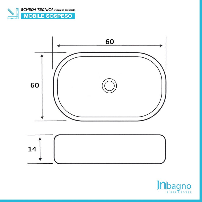 Mensolone Bagno Sospeso 120 cm Cemento completo di lavabo e specchio