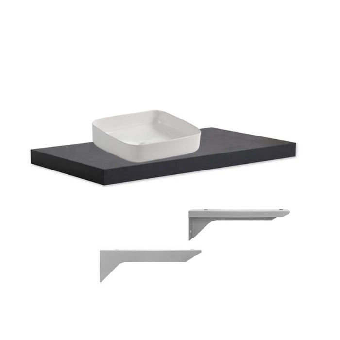 Mensolone da bagno antracite 100x47 con lavabo da appoggio bianco: minimalismo e funzionalità per un bagno moderno