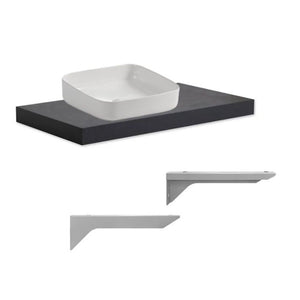 Mensolone da bagno antracite 80x48 con lavabo da appoggio bianco: minimalismo e funzionalità per un bagno moderno