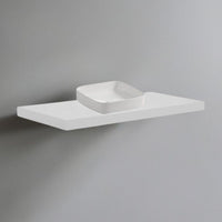 Mensolone da bagno bianco 120x47 con lavabo da appoggio bianco: minimalismo e funzionalità per un bagno moderno