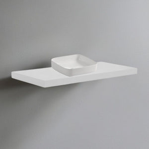 Mensolone da bagno bianco 120x47 con lavabo da appoggio bianco: minimalismo e funzionalità per un bagno moderno