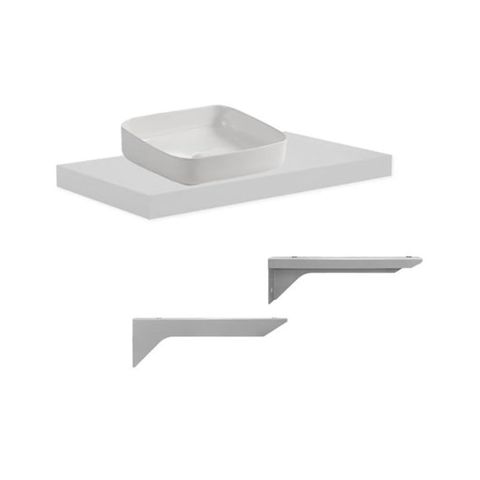 Mensolone da bagno bianco 80x48 con lavabo da appoggio bianco: minimalismo e funzionalità per un bagno moderno