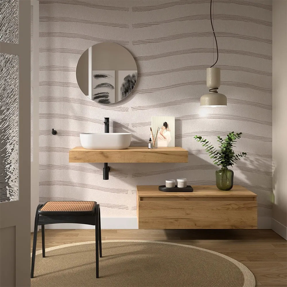 Mensolone portalavabo da 100 cm in legno MDF rovere africa Sumo