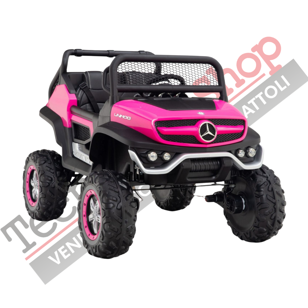 Auto Elettrica per Bambini Mercedes Unimog 12V 2 Posti Monitor Touchscreen Mp4-Rosa