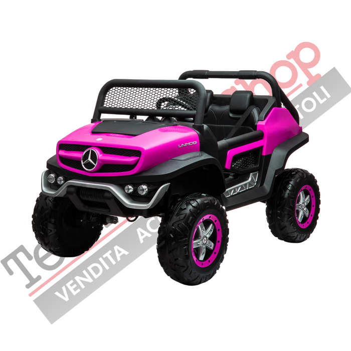 Auto Elettrica per Bambini Mercedes Unimog 12V 2 Posti Monitor Touchscreen Mp4-Rosa