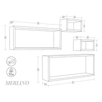 Set 4 Mensole da Muro Modello MERLINO, Pensile Bagno, Mensola Parete, Scaffale Parete. Misure 75x30 p15.5 cm, 60x25 p15.5 cm e 2 da 25x15 p15.5 cm. Finitura  GIALLO CANARINO - MADE IN ITALY