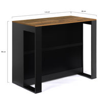 IDMarket - Mesa de bar de isla JUNO en madera negra con tablero oscuro HAWKINS