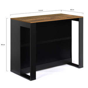 IDMarket - Mesa de bar de isla JUNO en madera negra con tablero oscuro HAWKINS