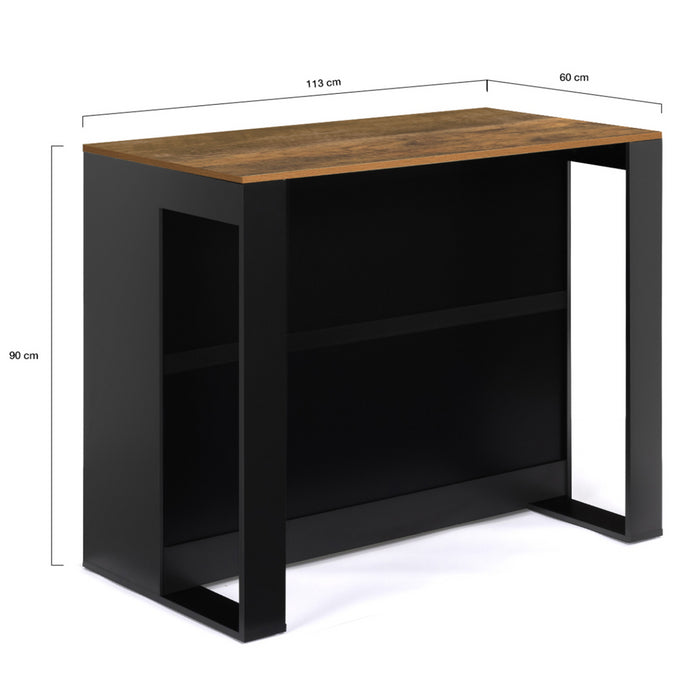 IDMarket - Mesa de bar de isla JUNO en madera negra con tablero oscuro HAWKINS