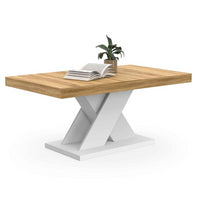 IDMarket - Mesa de centro ALICIA con base en X efecto macizo blanco