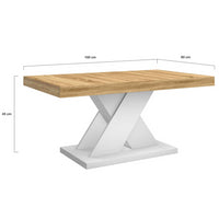 IDMarket - Mesa de centro ALICIA con base en X efecto macizo blanco
