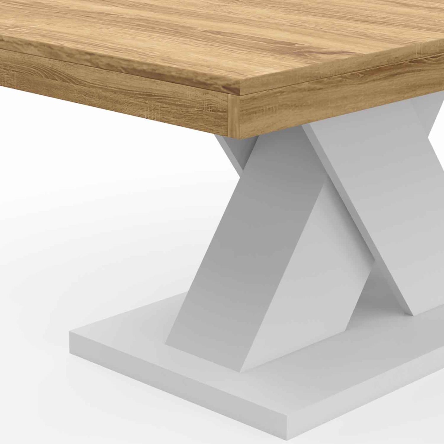 IDMarket - Mesa de centro ALICIA con base en X efecto macizo blanco