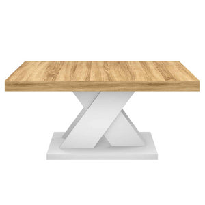 IDMarket - Mesa de centro ALICIA con base en X efecto macizo blanco